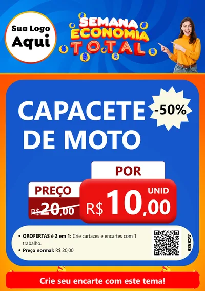 Modelo de Cartaz para Cartaz A4 Vertical com o tema Semana Economia Total para Moto peças