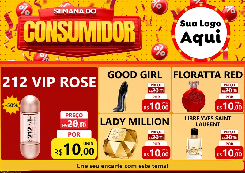 Modelo de Encarte para Encarte A4 Horizontal com o tema Semana do Consumidor para Perfumes