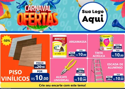 Modelo de Encarte para Encarte A4 Horizontal com o tema Carnaval de Ofertas para Material para Construção