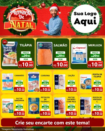 Modelo de Rede Social para Feed Instagram com o tema Promoção de Natal para Peixaria