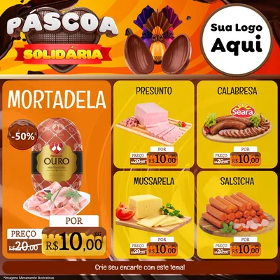 Modelo de Rede Social para Feed Facebook com o tema Páscoa Solidária para Frios e Laticínios