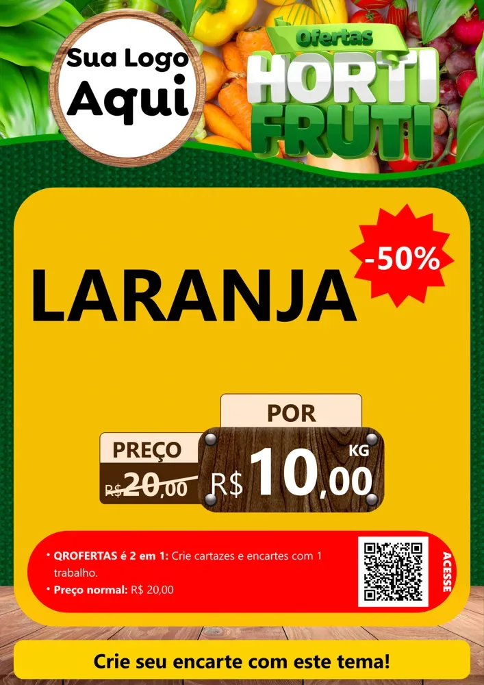 Modelo de Cartaz para Cartaz A4 Vertical com o tema Ofertas Hortifrúti para Hortifrúti