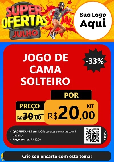 Modelo de Cartaz para Cartaz A4 Vertical com o tema Super Ofertas Julho para Cama, Mesa e Banho