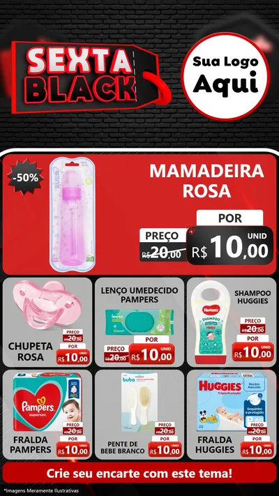 Modelo de Rede Social para Stories com o tema Sexta Black para Bebês