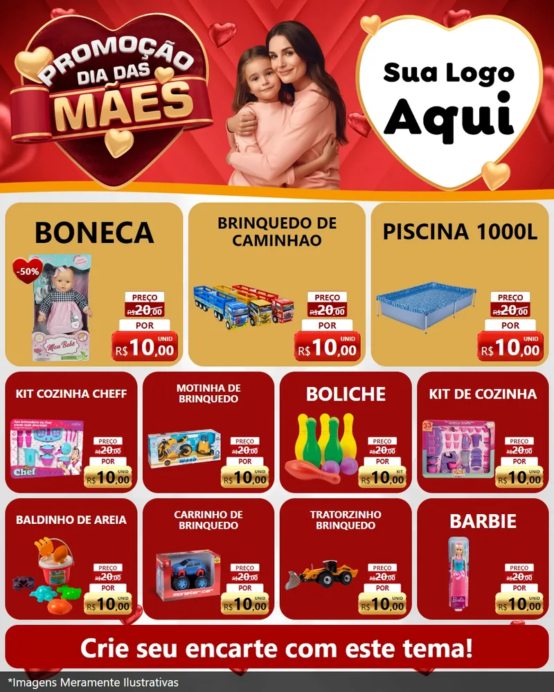 Modelo de Rede Social para Feed Instagram com o tema Promoção Dia das Mães para Brinquedos