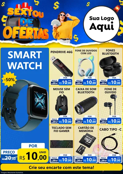 Modelo de Encarte para Encarte A4 Vertical com o tema Sextou de Ofertas para Informática