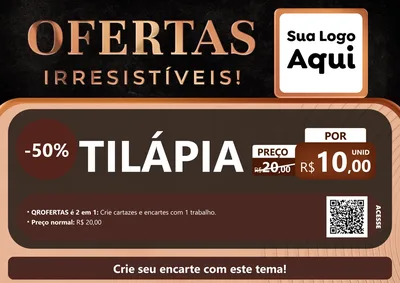 Modelo de Cartaz para Cartaz A4 Horizontal com o tema Ofertas Irresistíveis! para Peixaria