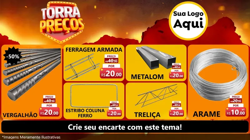 Modelo de TV para TV Horizontal com o tema Torra Preços para Ferragens