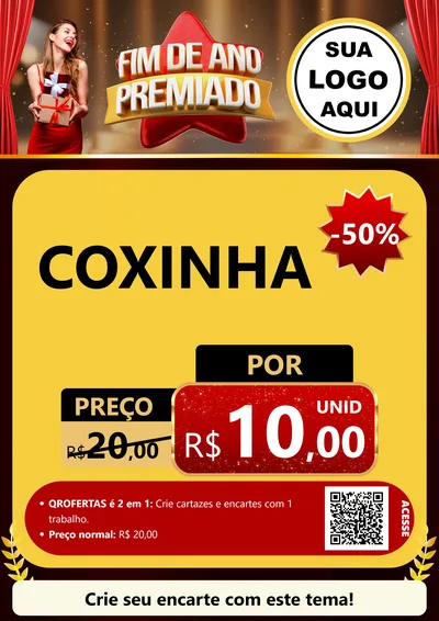 Modelo de Cartaz para Cartaz A4 Vertical com o tema Fim de Ano Premiado para Salgadaria