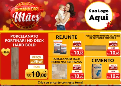 Modelo de Encarte para Encarte A4 Horizontal com o tema Semana das Mães para Pisos e revestimentos