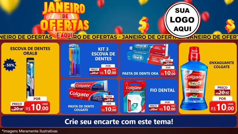 Modelo de TV para TV Horizontal com o tema Janeiro de Ofertas É Aqui! para Higiene Pessoal