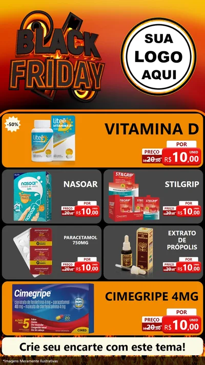 Modelo de TV para TV Vertical com o tema Black Friday para Farmácia