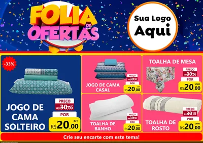 Modelo de Encarte para Encarte A4 Horizontal com o tema Folia de Ofertas para Cama, Mesa e Banho