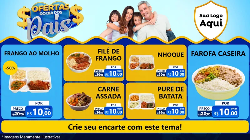 Modelo de TV para TV Horizontal com o tema Ofertas do Dia dos Pais para Restaurante