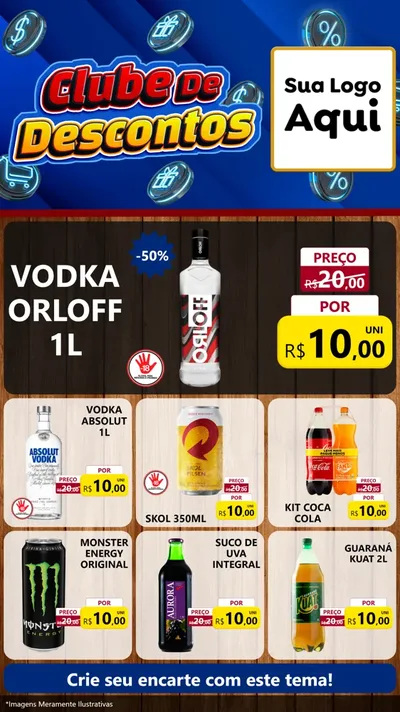 Modelo de Rede Social para Stories com o tema Clube de Descontos para Distribuidora de bebidas