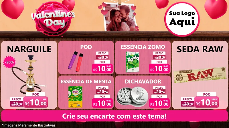 Modelo de TV para TV Horizontal com o tema Valentine's Day para Tabacaria