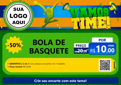 Modelo de Cartaz para Cartaz A4 Horizontal com o tema Vamos Time! para Artigos Esportivos