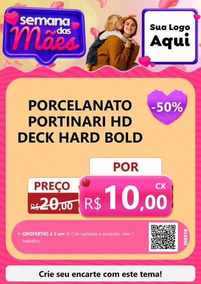 Modelo de Cartaz para Cartaz A4 Vertical com o tema Semana das Mães para Pisos e revestimentos