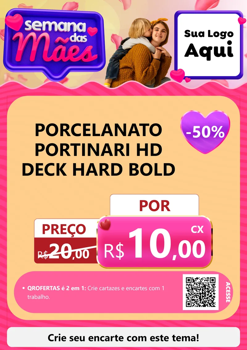 Modelo de Cartaz para Cartaz A4 Vertical com o tema Semana das Mães para Pisos e revestimentos