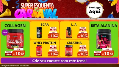 Modelo de TV para TV Horizontal com o tema Super Esquenta de Carnaval para Suplementos alimentares