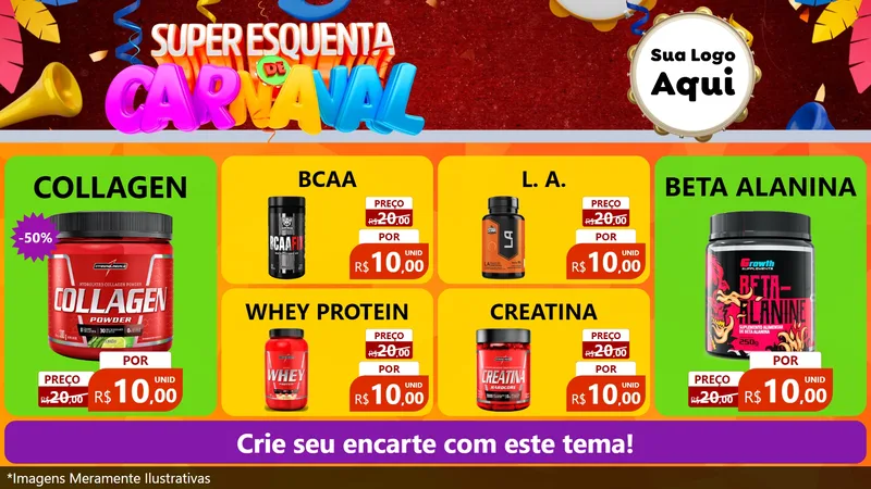 Modelo de TV para TV Horizontal com o tema Super Esquenta de Carnaval para Suplementos alimentares