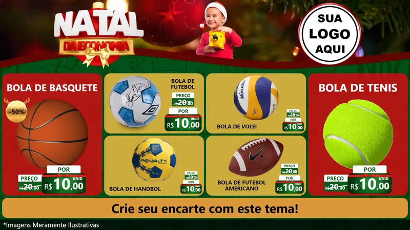 Modelo de TV para TV Horizontal com o tema Natal da Economia para Artigos Esportivos
