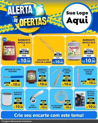 Modelo de Rede Social para Feed Instagram com o tema Alerta de Ofertas para Armarinho e Aviamentos