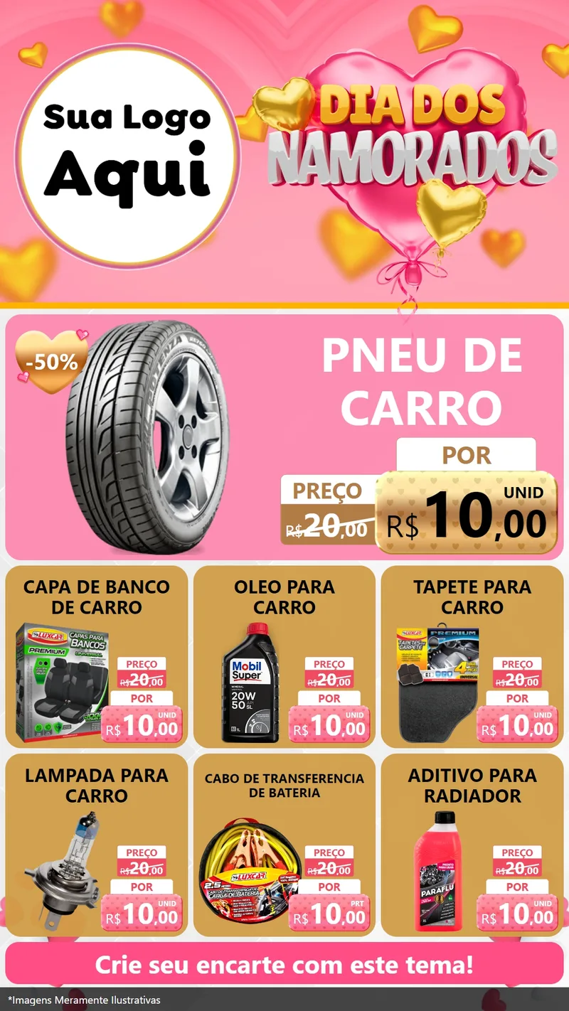 Modelo de Rede Social para Stories com o tema Dia dos Namorados para Auto peças