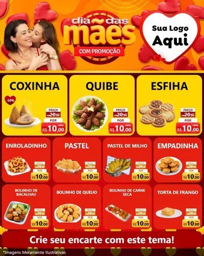 Modelo de Rede Social para Feed Instagram com o tema Dia das Mães com Promoção para Salgadaria