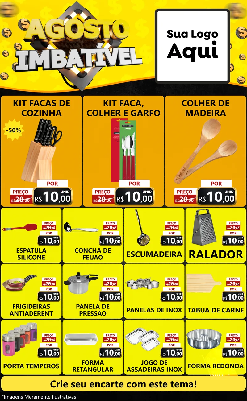 Modelo de Encarte para Encarte Grande com o tema Agosto Imbatível para Utilidades Domésticas