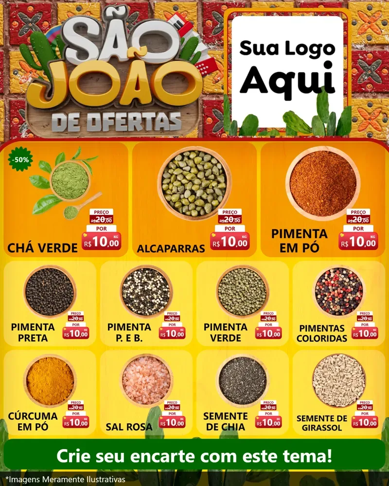 Modelo de Rede Social para Feed Instagram com o tema São João de Muitas Ofertas - Junina para Produtos Naturais