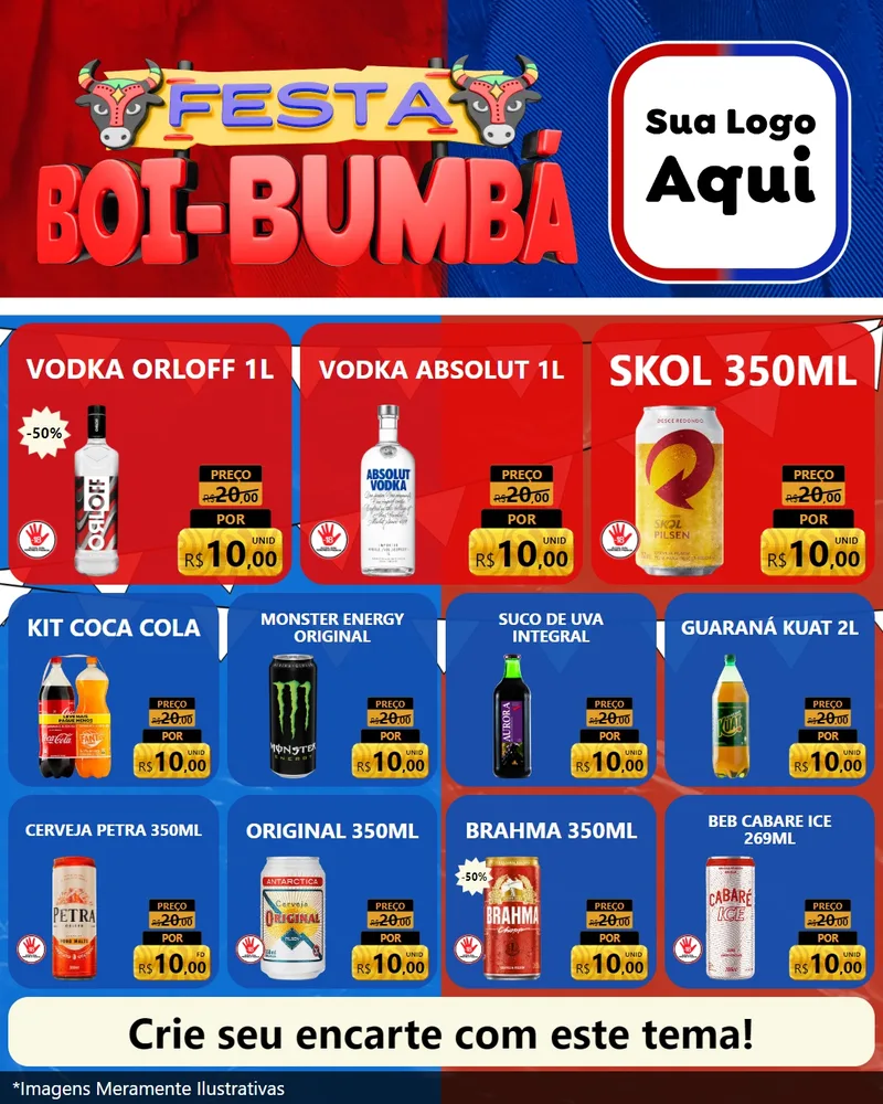 Modelo de Rede Social para Feed Instagram com o tema Festa Boi Bumbá para Distribuidora de bebidas