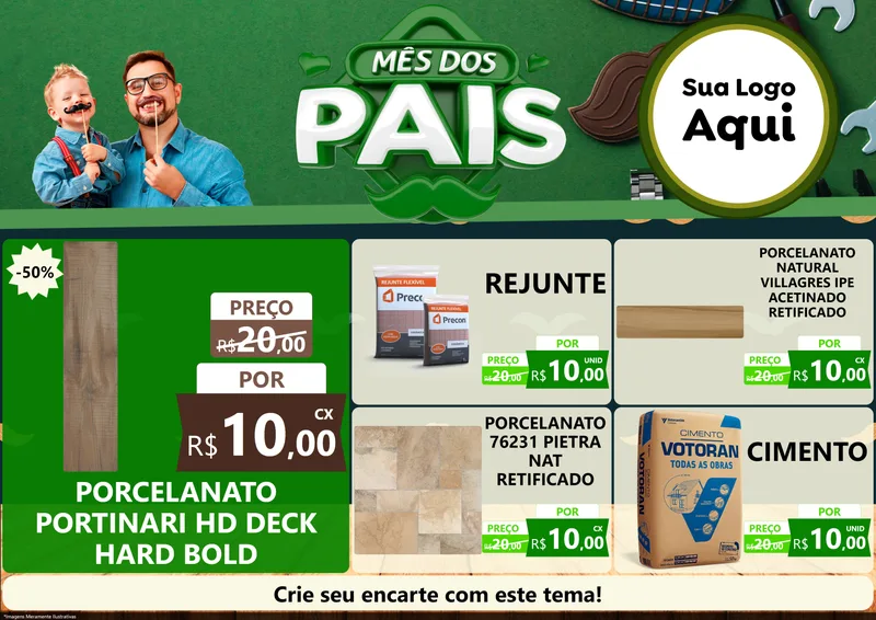Modelo de Encarte para Encarte A4 Horizontal com o tema Mês dos Pais para Pisos e revestimentos