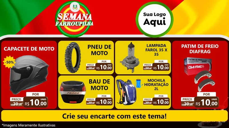 Modelo de TV para TV Horizontal com o tema Semana Farroupilha para Moto peças