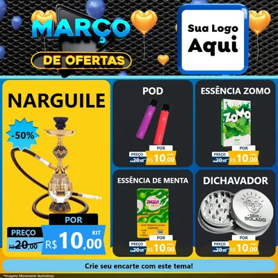 Modelo de Rede Social para Feed Facebook com o tema Março de Ofertas para Tabacaria