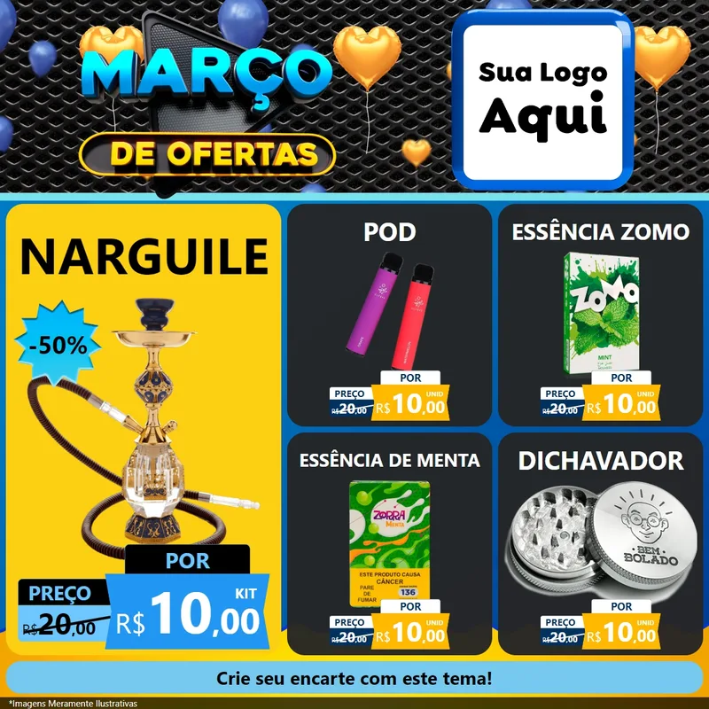 Modelo de Rede Social para Feed Facebook com o tema Março de Ofertas para Tabacaria