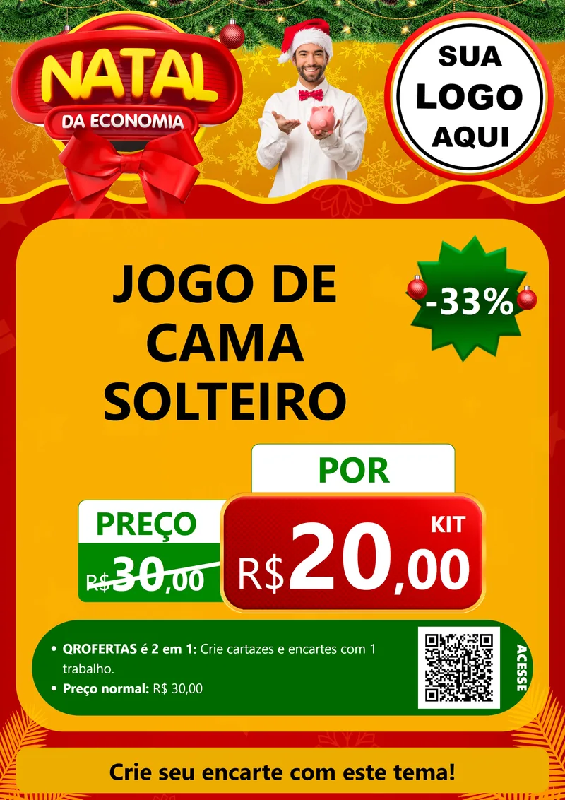 Modelo de Cartaz para Cartaz A4 Vertical com o tema Natal da Economia para Cama, Mesa e Banho