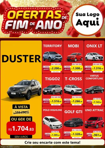 Modelo de Encarte para Encarte A4 Vertical com o tema Ofertas de Fim de Ano para Concessionaria de Carros