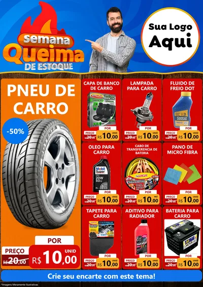 Modelo de Encarte para Encarte A4 Vertical com o tema Semana Queima de Estoque para Auto peças