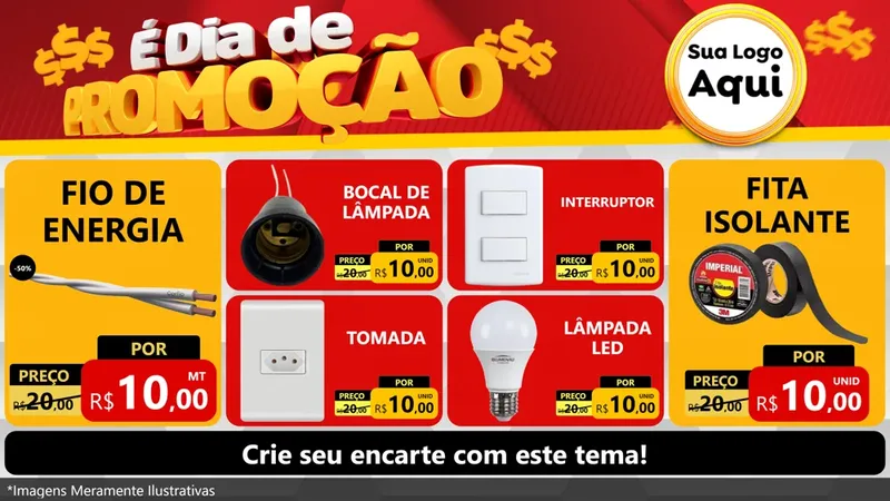 Modelo de TV para TV Horizontal com o tema É Dia De Promoção para Materiais Elétricos
