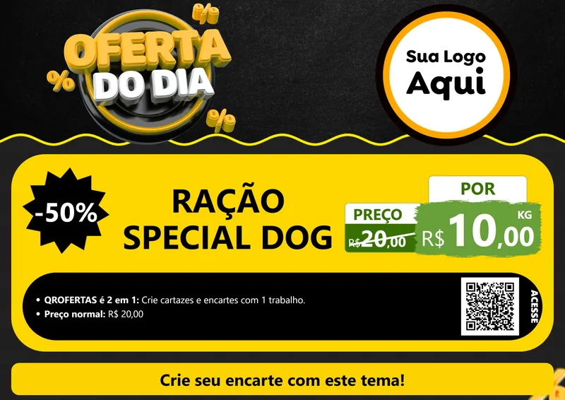 Modelo de Cartaz para Cartaz A4 Horizontal com o tema Oferta Do Dia para Pet Shop