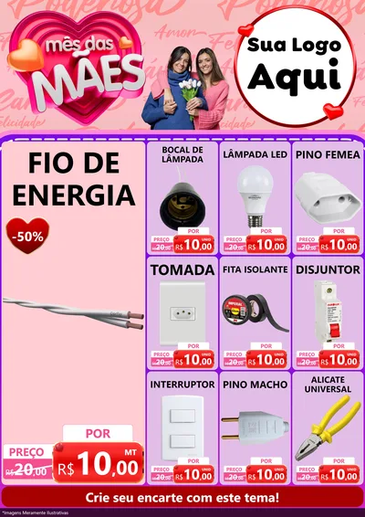 Modelo de Encarte para Encarte A4 Vertical com o tema Mês Das Mães para Materiais Elétricos