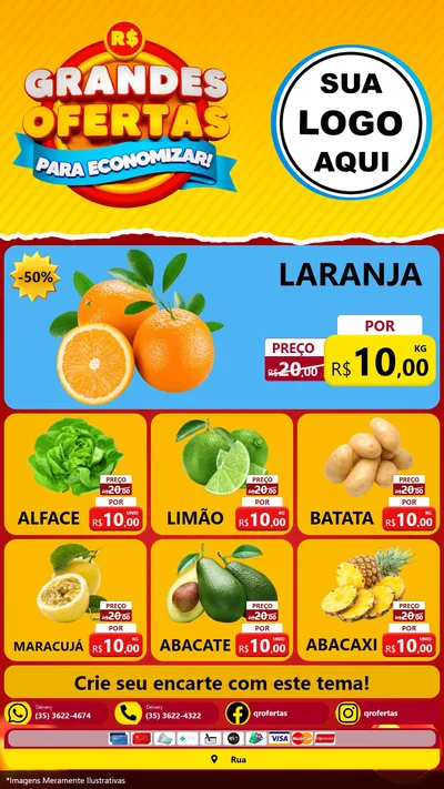 Modelo de Rede Social para Stories com o tema Grandes Ofertas Para Economizar! para Hortifrúti