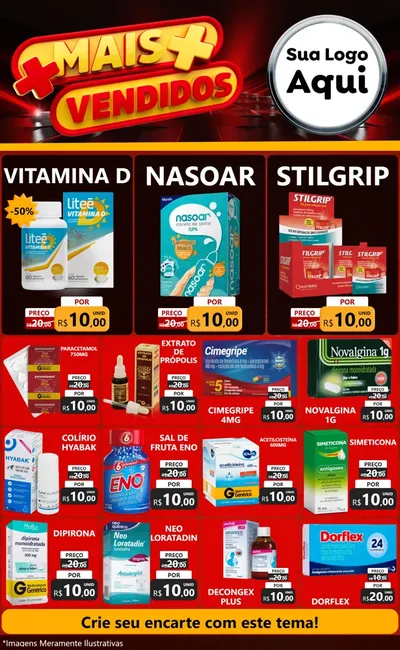 Modelo de Encarte para Encarte Grande com o tema Mais Vendidos para Farmácia