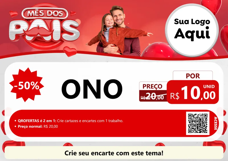 Modelo de Cartaz para Cartaz A4 Horizontal com o tema Mês dos Pais para Óticas