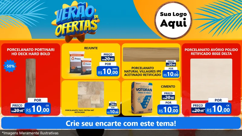 Modelo de TV para TV Horizontal com o tema Verão de Ofertas para Pisos e revestimentos