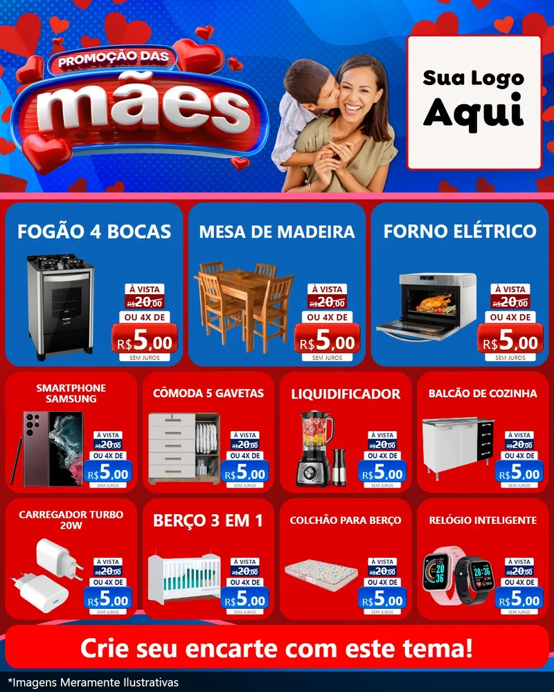 Modelo de Rede Social para Feed Instagram com o tema Promoção das Mães para Móveis e Eletro