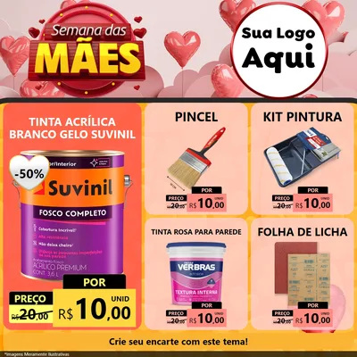 Modelo de Rede Social para Feed Facebook com o tema Semana das Mães para Tintas e Ferramentas