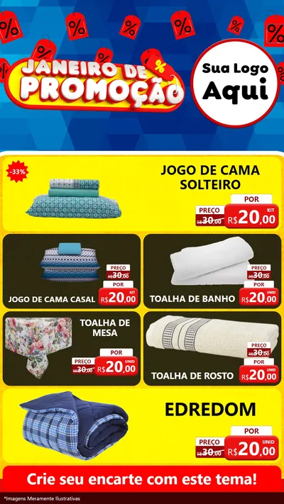 Modelo de TV para TV Vertical com o tema Janeiro de Promoção para Cama, Mesa e Banho
