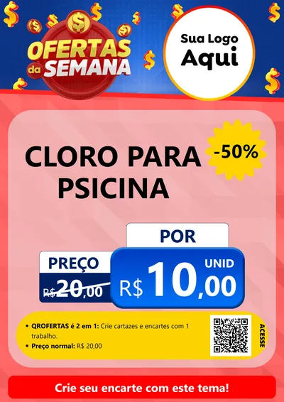 Modelo de Cartaz para Cartaz A4 Vertical com o tema Ofertas Da Semana para Produtos para Piscina
